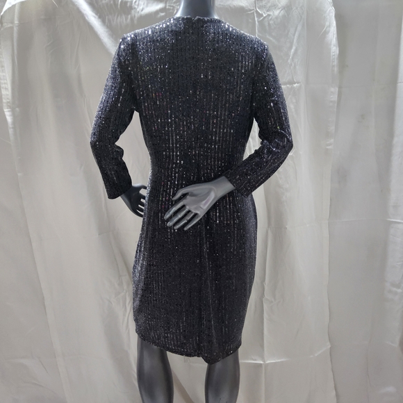 Calvin Klein Black Glitter Long Sleeve Dress - Picture 4 of 13